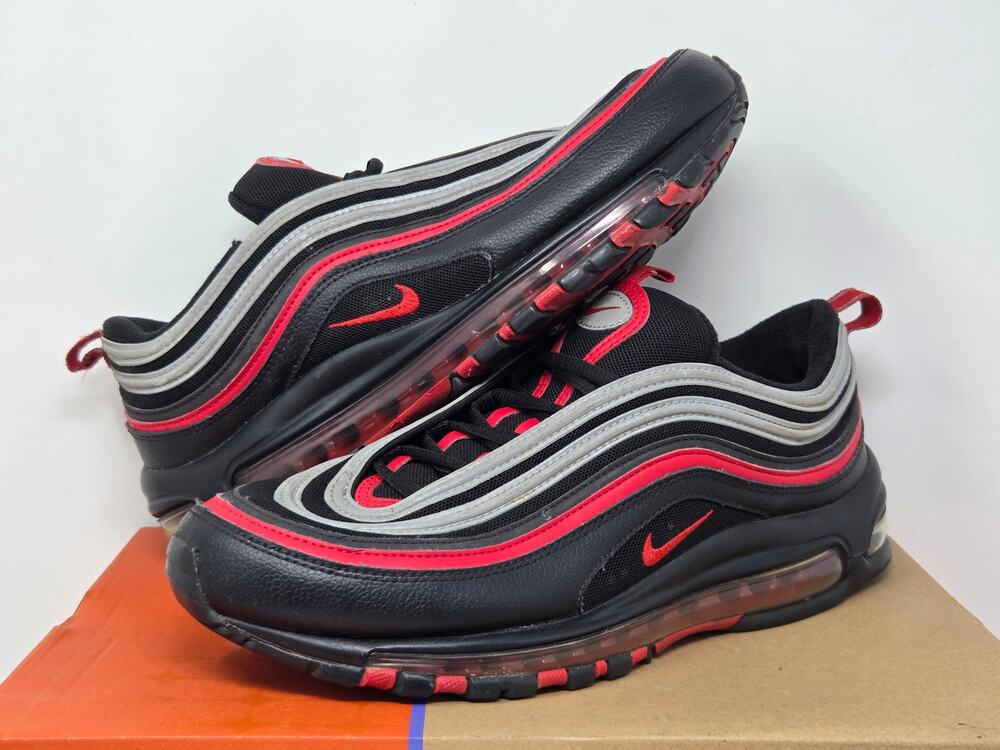 Nike Air Max 97 BLACK RED SILVER 921826-014 Size 10.5 WORN